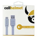CellHelmet (6-Ft) Flat USB-C to USB Charge/Sync Cable - Gray/White