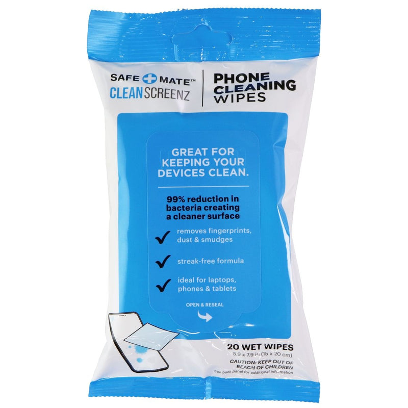 10 Packs of SafeMate Screenz Phone Cleaning Wipes (20 Wipe Per Pack, 5.9x7.9in)