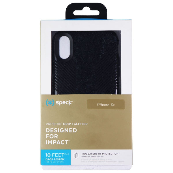 Speck Presidio Grip Case Apple iPhone XR Case - Obsidian Black / Silver Glitter