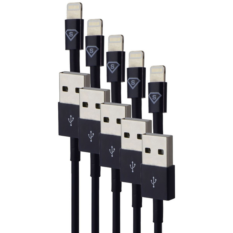 (5 Pack) Combo of (3.3 Foot) 8-Pin to USB Charging Cables for iPhone/iPad - Blue