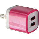 Universal (5V/2.1A) Dual USB Charger Travel Adapter - Pink/White (PT-WC-13PNK)