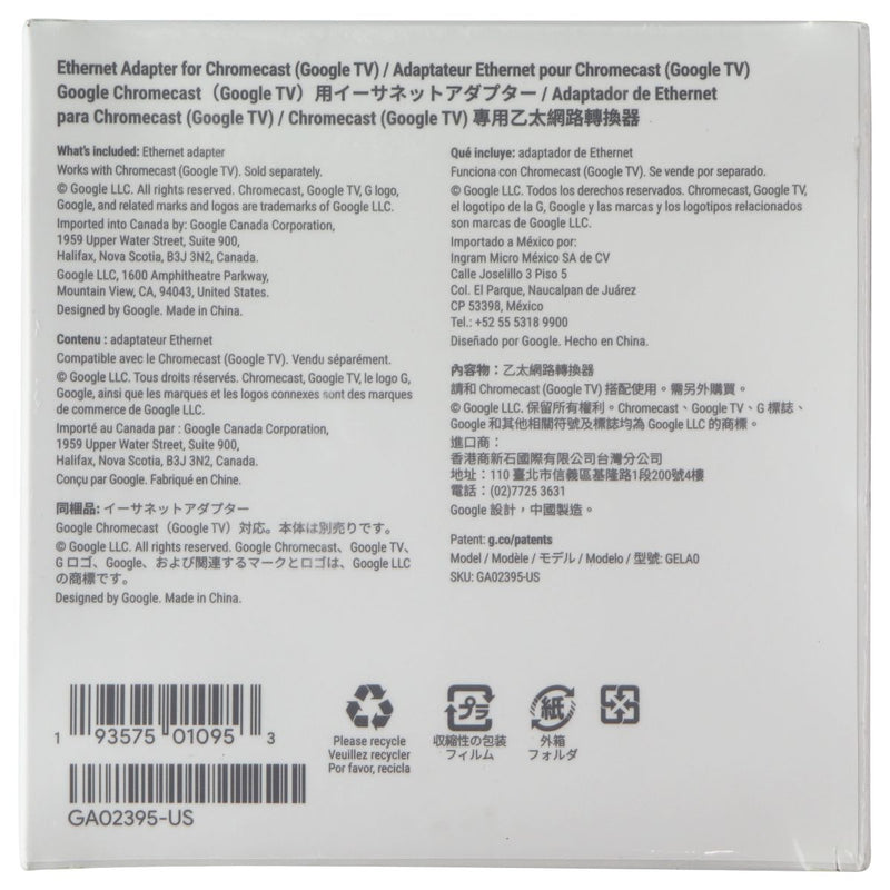 Google Ethernet Adapter for Chromecast (Google TV) GA02395-US