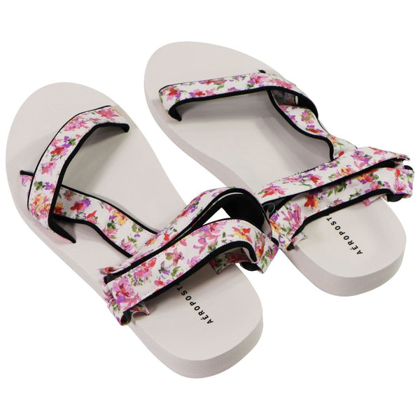 AEROPOSTALE Velcro Strap Floral Sandals - White Floral (Size: US 9)