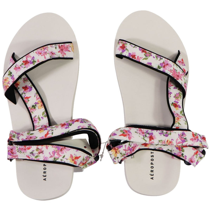 AEROPOSTALE Velcro Strap Floral Sandals - White Floral (Size: US 9)