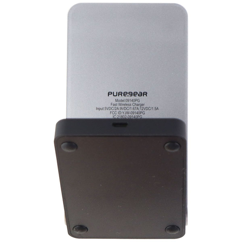PureGear 15-Watt Fast Wireless Charging Stand for Qi Smartphones - Black/Silver