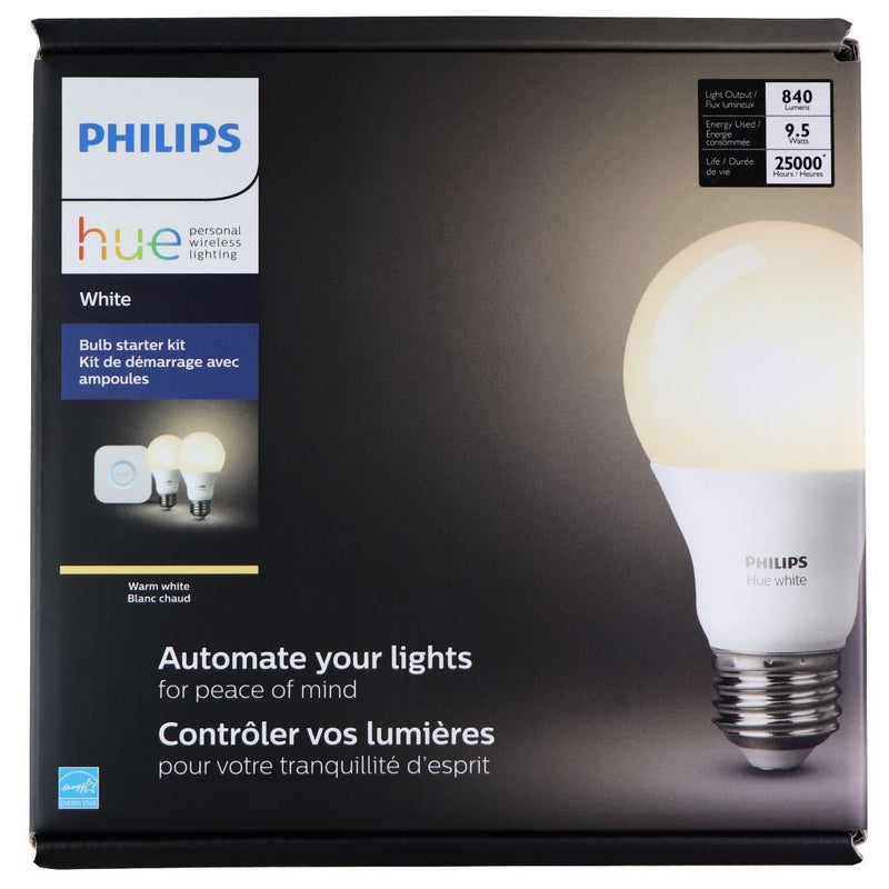 Philips Hue A19 White Bulb Starter Kit with 2 Bulbs & Bridge