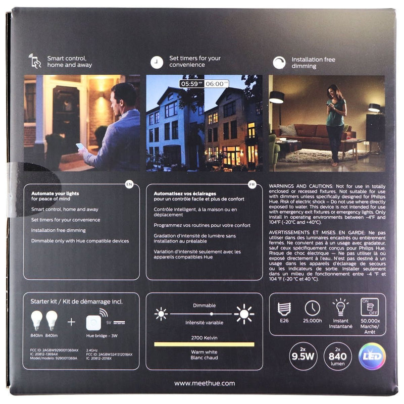 Philips Hue A19 White Bulb Starter Kit with 2 Bulbs & Bridge