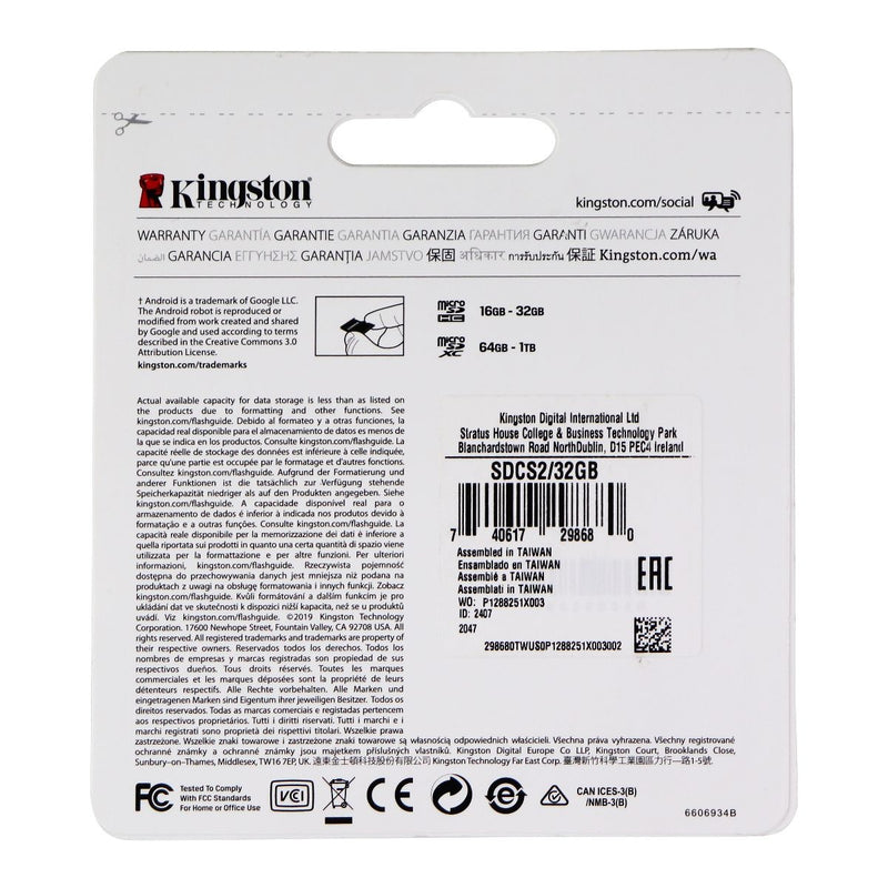 Kingston Canvas Select Plus 32GB microSDHC card with Adapter 100MB/s - Black