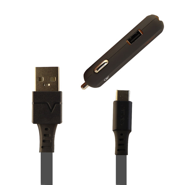 Ventev Dashport 2 USB Ports with USB Type C Cable Car Charger - Gray Orange