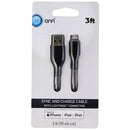 Onn (3-Foot) MFi Certified USB Cable for iPhone/iPad/iPod - Black