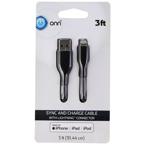 Onn (3-Foot) MFi Certified USB Cable for iPhone/iPad/iPod - Black