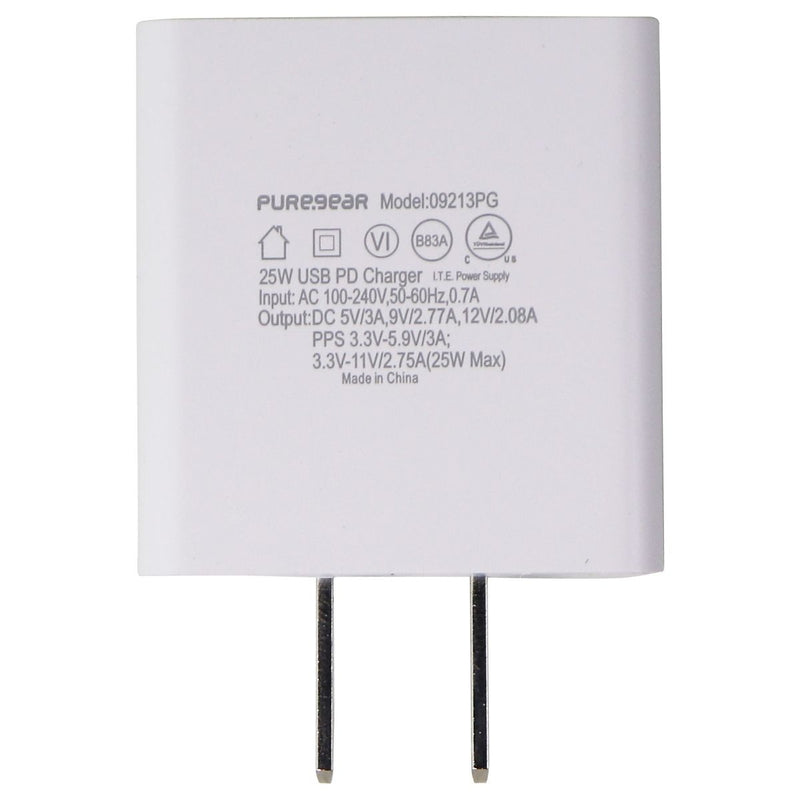 PureGear 25-Watt LightSpeed Wall Charger with Single USB-C Port - White