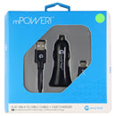 mWorks! mPOWER! (3-Foot) USB-C to USB Cable + Dual USB Car Charger - Black