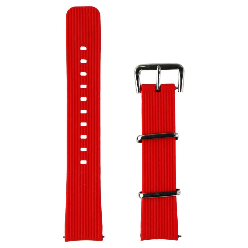 Universal 20mm Adjustable Silicone Band for Watches/Trackers - Red/Silver
