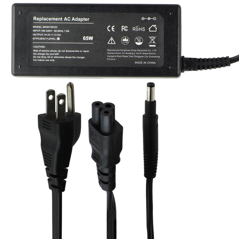 Generic Replacement AC Adapter (65W/19.5V/3.33A) for HP Pavillion Laptops - Blk