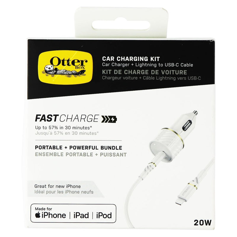 Otterbox Fast Charge Car Charging Kit 8-Pin to USB-C (20W) for iPhones - White