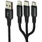 Zoda 3-in-1 USB-C/Lightning 8-Pin/Micro USB Braided Cable (4FT) - Black
