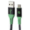Bionik (10-Ft) USB-A to USB-C Braided Charge/Sync Cable - Black/Teal/Silver