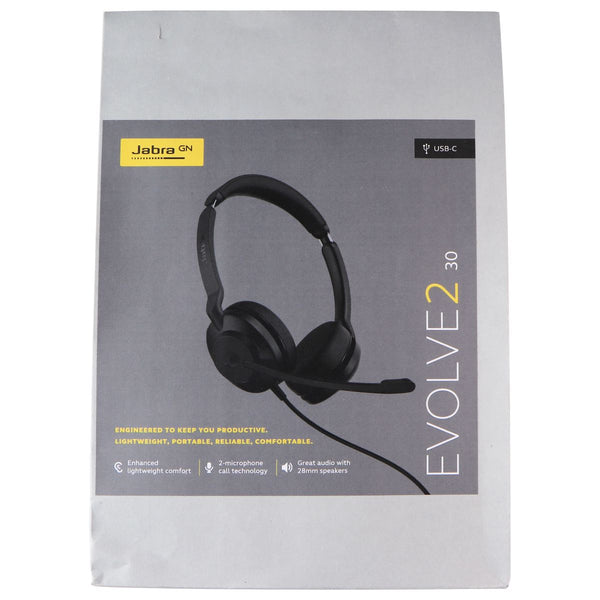 Jabra Evolve2 30 MS Wired Stereo Headset - Black
