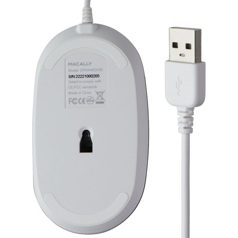 Macally (5-ft) USB Wired 3-Button Silent Mouse for Mac/PC - (DYNAMOUSE) White