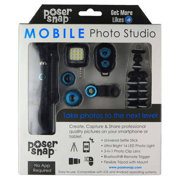 PoserSnap Mobile Photo Studio (NO APP REQUIRED) - Black / Blue - PoserSnap - Simple Cell Shop, Free shipping from Maryland!