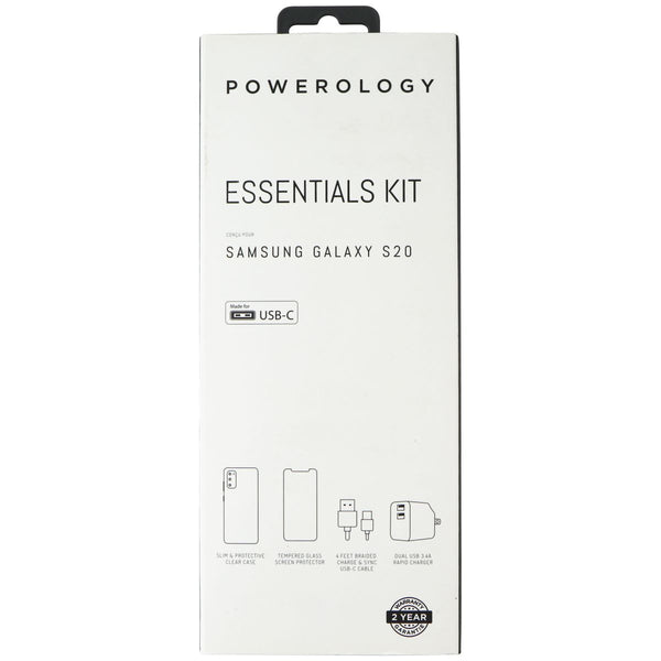 Powerology Essentials Kit w/ Case and Power for Samsung Galaxy S20 - Clear