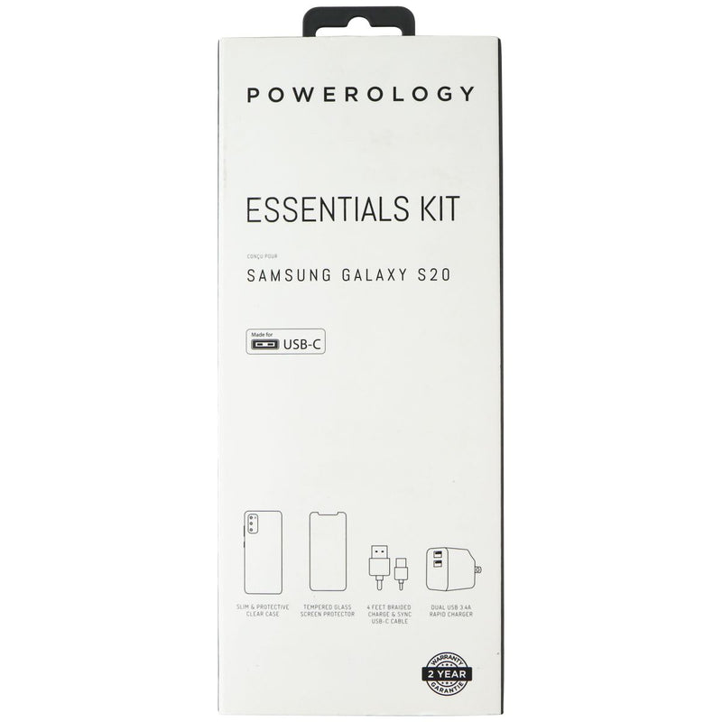 Powerology Essentials Kit w/ Case and Power for Samsung Galaxy S20 - Clear