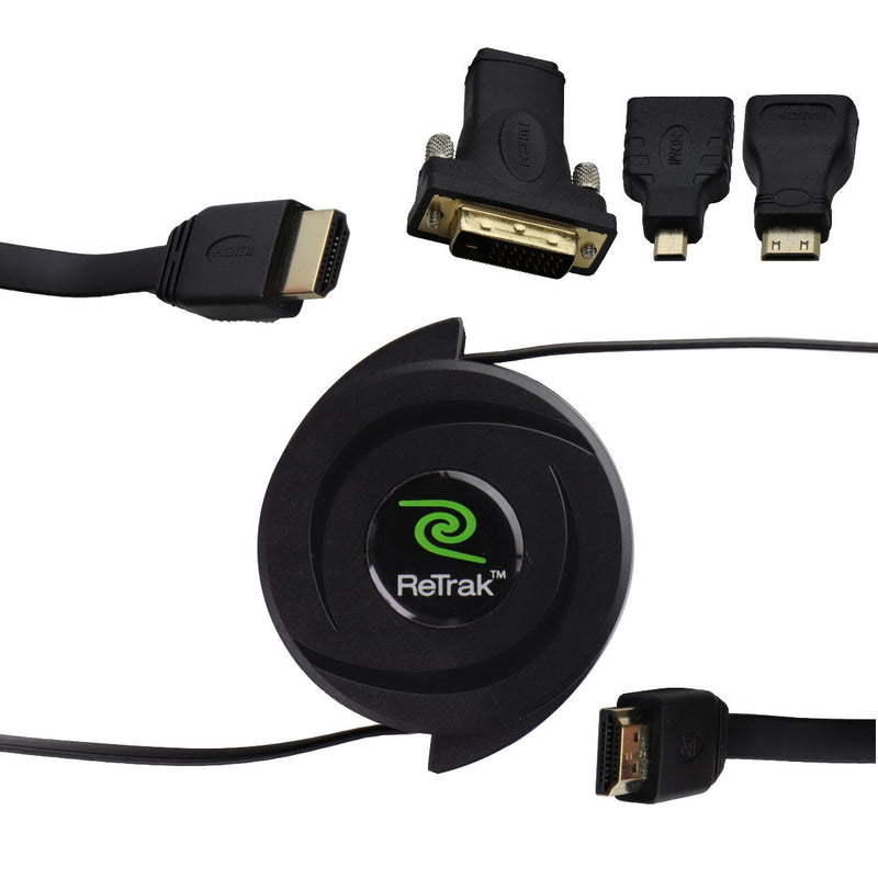 ReTrak Retrackable HDMI A/V Cable with Mini/Micro HDMI & DVI (5-Foot) - Black