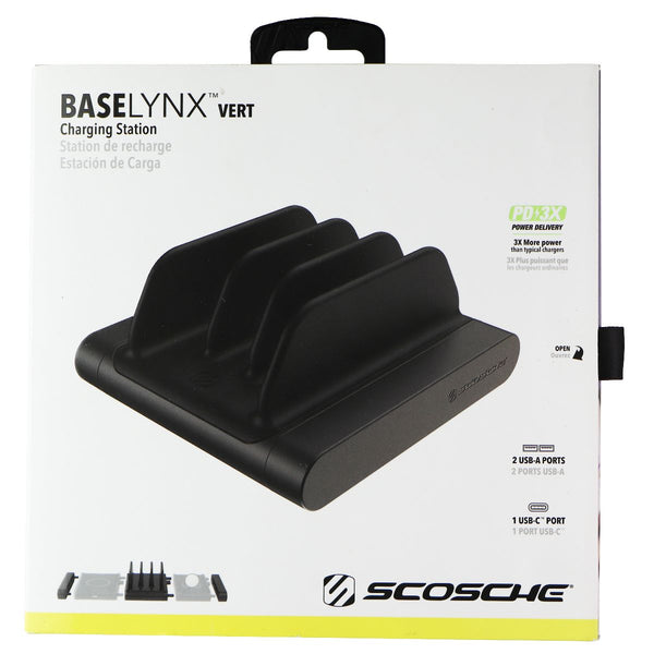 Scosche BaseLynx Vert Charging Station with 2x USB + USB-C (Black)