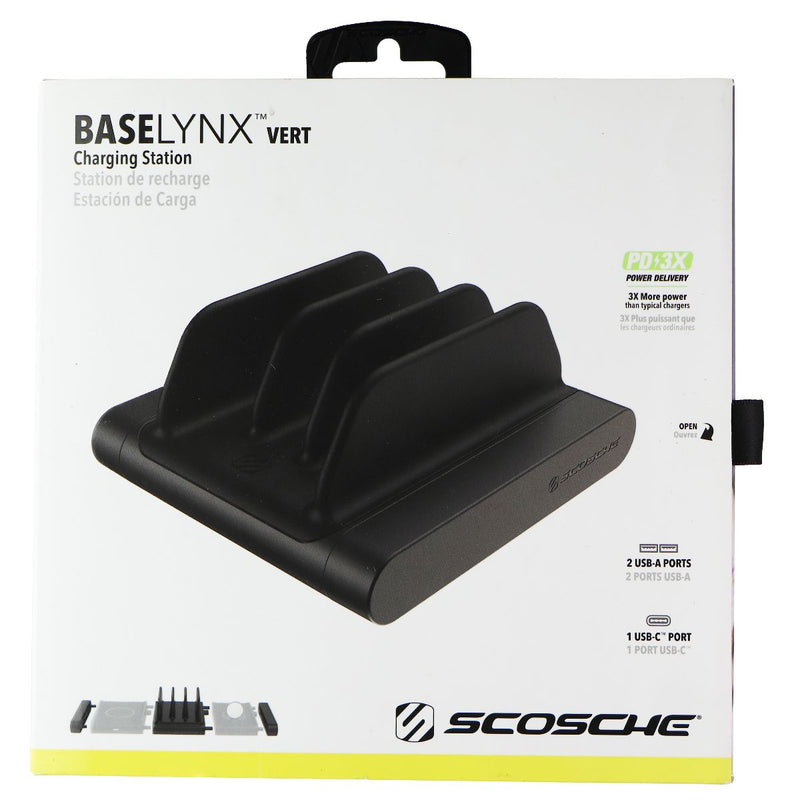 Scosche BaseLynx Vert Charging Station with 2x USB + USB-C (Black)