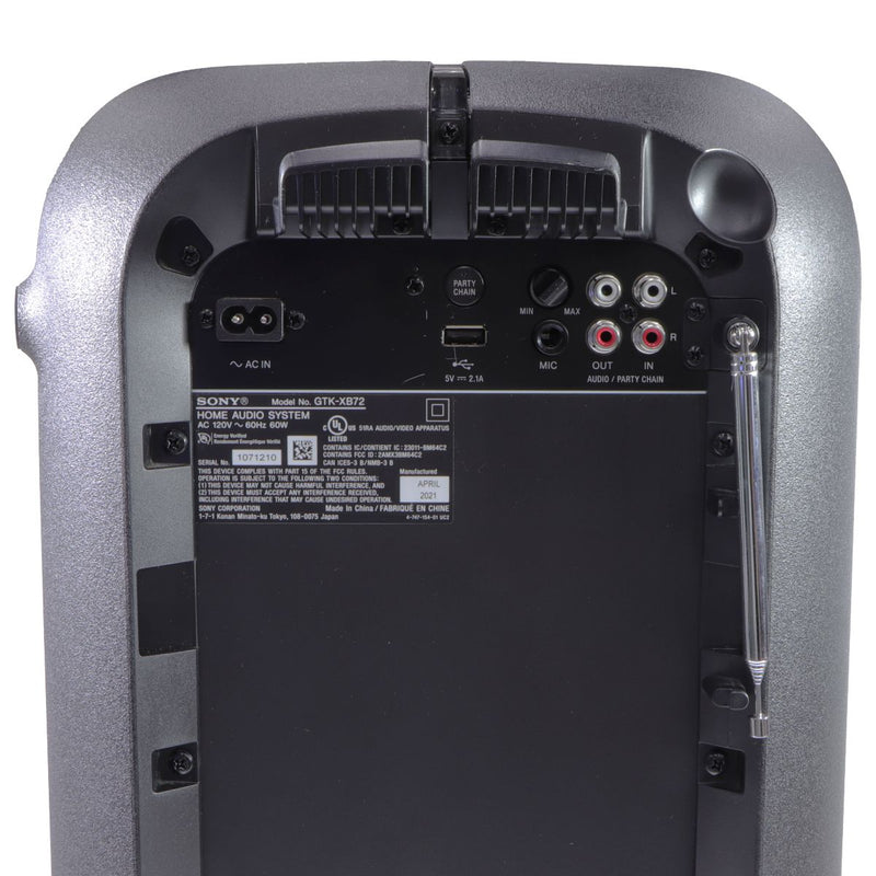 Sony XB72 High Power Home Audio System with Bluetooth Technology (GTK-XB72)