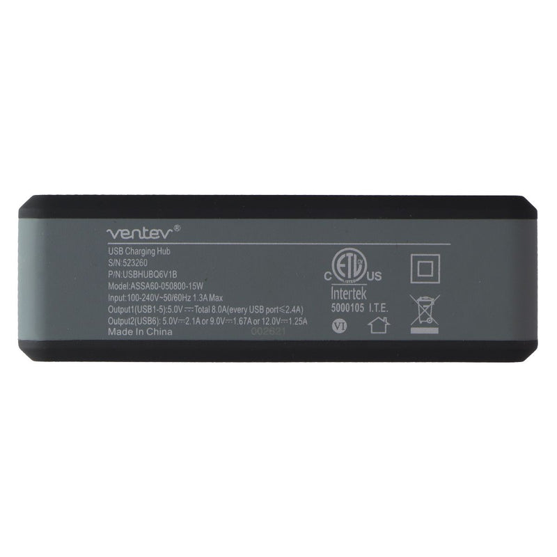 Ventev rq600 Series 6 Port Charging Hub featuring Quick Charge 2.0 - Gray