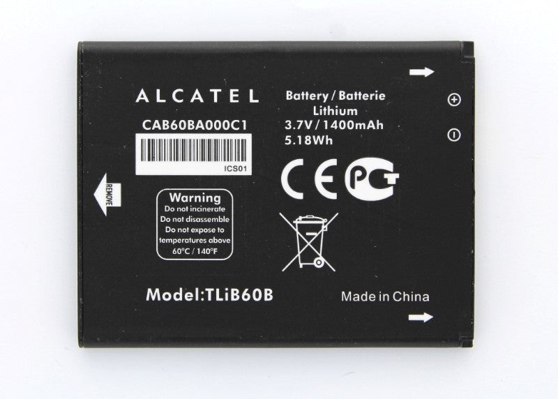 Alcatel 5020T 1400 mAh Battery - TLIB60B OEM - Alcatel - Simple Cell Shop, Free shipping from Maryland!