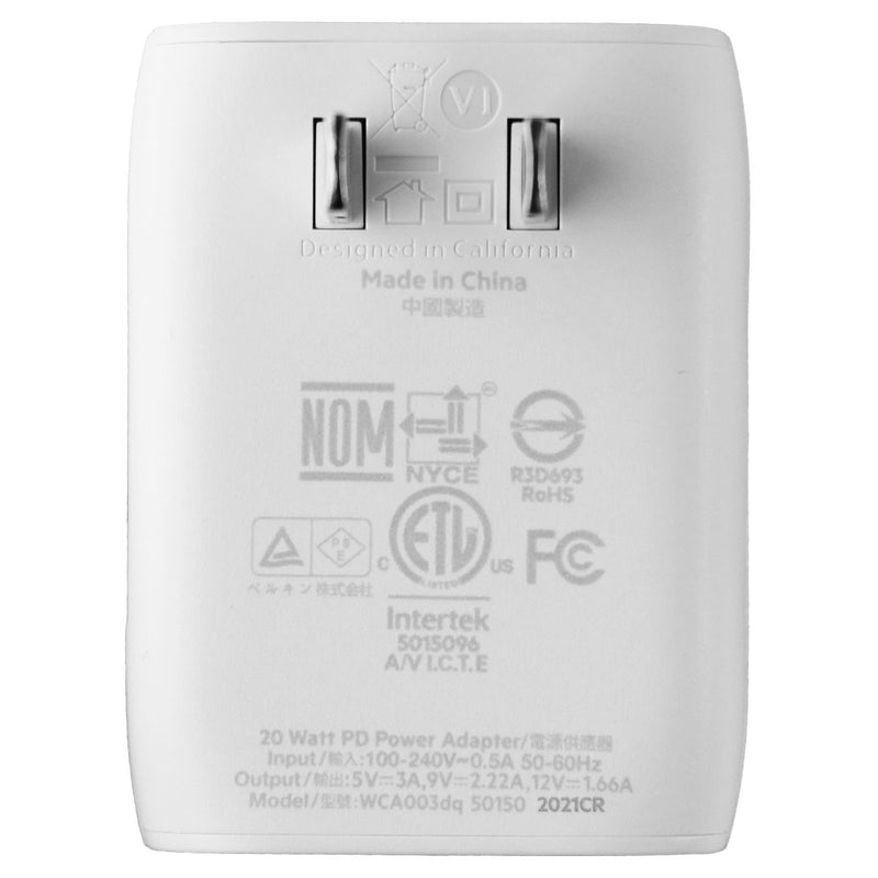 Belkin (20-Watt) Single USB-C Fast Charge Wall Charger - White - Belkin - Simple Cell Shop, Free shipping from Maryland!