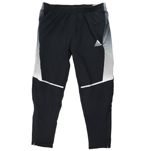 Adidas Regular Fit Mens Tapered Leg Full-Length Running Pants Black/Gray (Large)