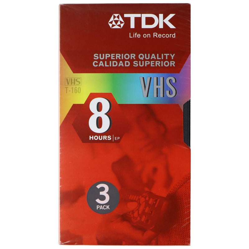 TDK T-160 VHS Tapes 8 Hour Recording Time EP - Black (3 Pack) - TDK - Simple Cell Shop, Free shipping from Maryland!