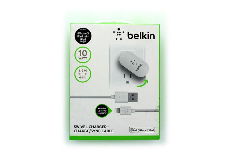 Belkin (F8J032tt04 - WHT) 10W 4Ft Swivel Charger & Cable for iPhones - Belkin - Simple Cell Shop, Free shipping from Maryland!