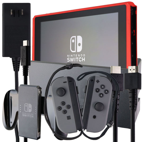 Nintendo Switch Mario Red Console with Gray Joy-Cons and Dock Bundle