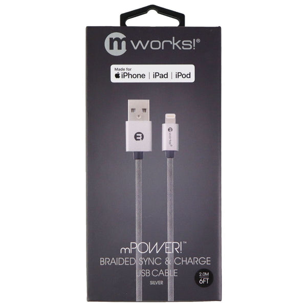 mWorks! mPOWER! Braided USB Lightning Cable for Apple Devices (6ft) - Silver - mWorks! - Simple Cell Shop, Free shipping from Maryland!