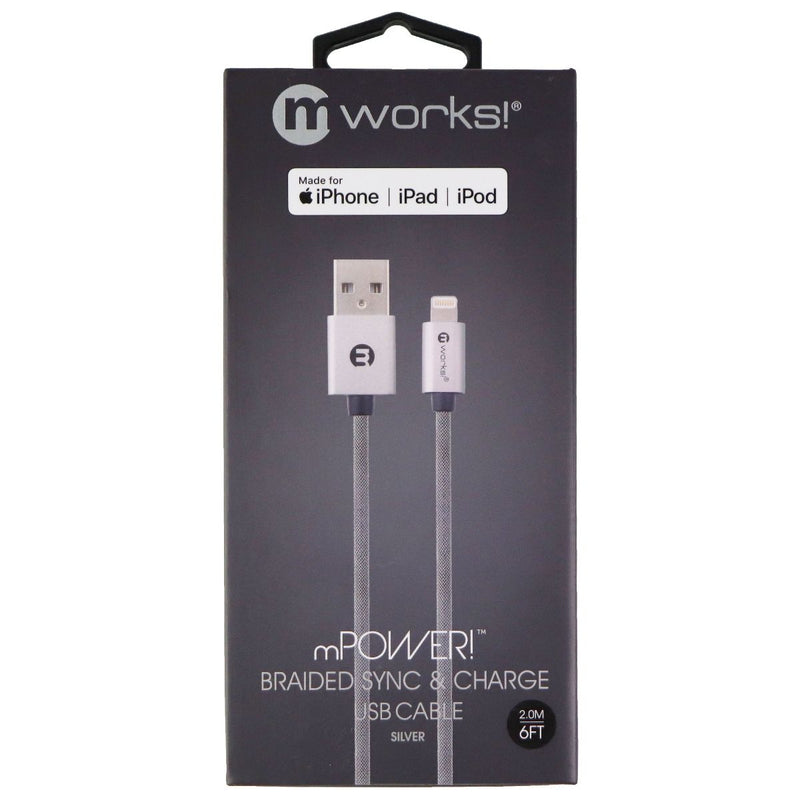 mWorks! mPOWER! Braided USB Lightning Cable for Apple Devices (6ft) - Silver - mWorks! - Simple Cell Shop, Free shipping from Maryland!
