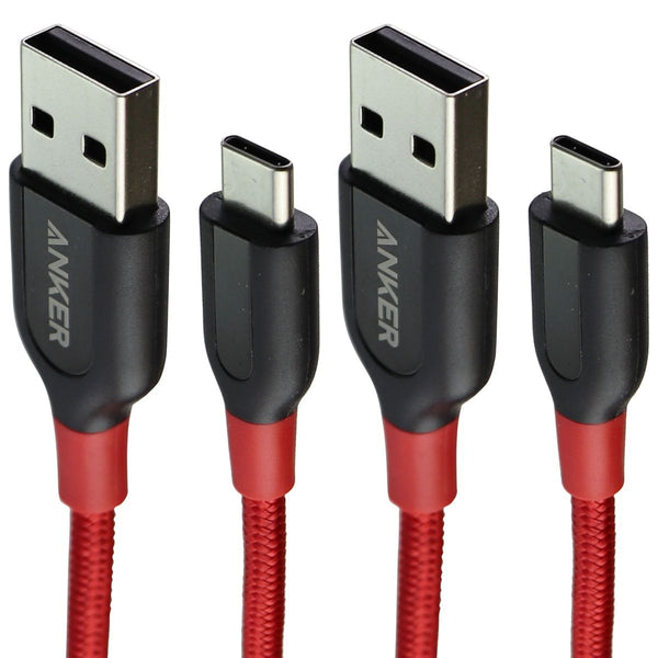 Anker (2 Pack) 6-Ft PowerLine+ USB-C to USB-A Braided Cables - Red/Black - Anker - Simple Cell Shop, Free shipping from Maryland!