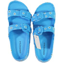 AEROPOSTALE Buckle Strap Floral Sandals - Blue / Sunflowers (Size: M)