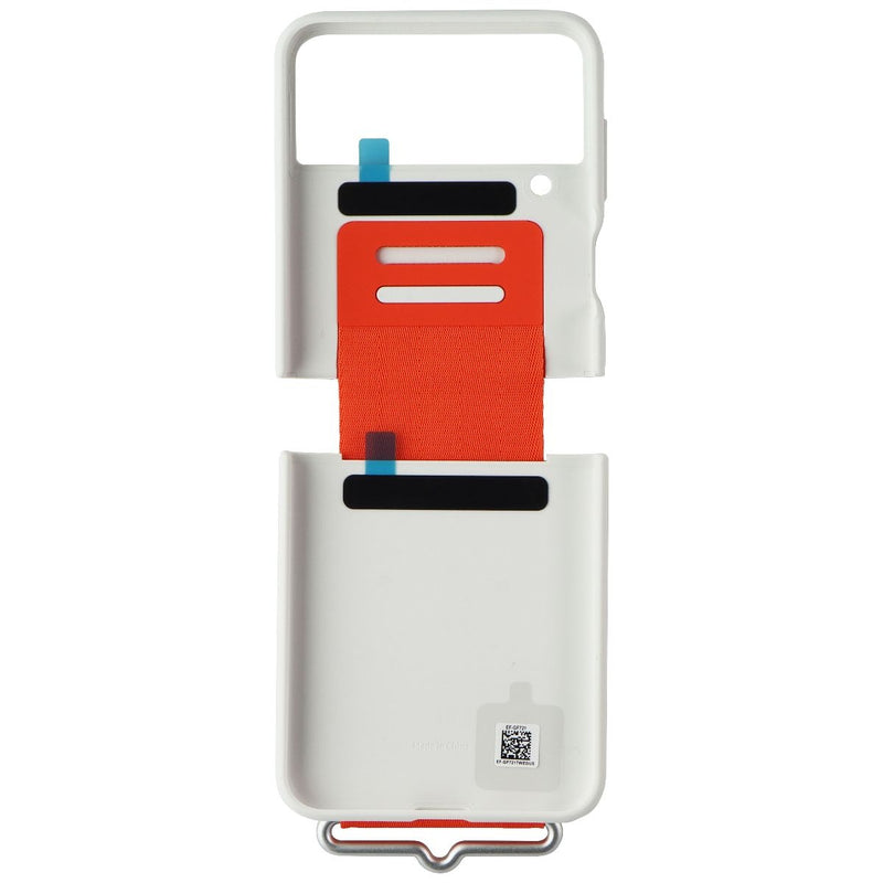 SAMSUNG Silicone Cover with Strap for Samsung Galaxy Z Flip4 - White / Orange