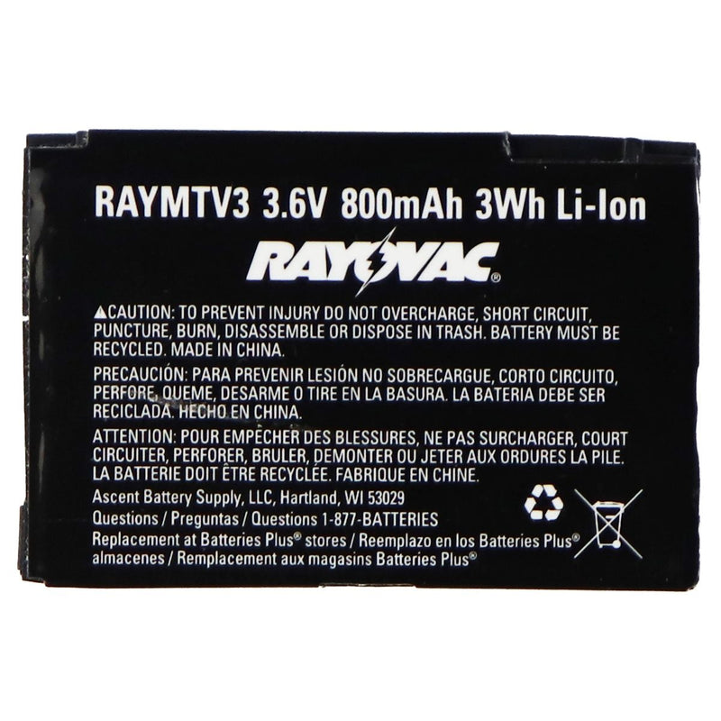 Rayovac OEM Rechargeable 3.6V 800mAh Battery (RAYMTV3) Black - Rayovac - Simple Cell Shop, Free shipping from Maryland!