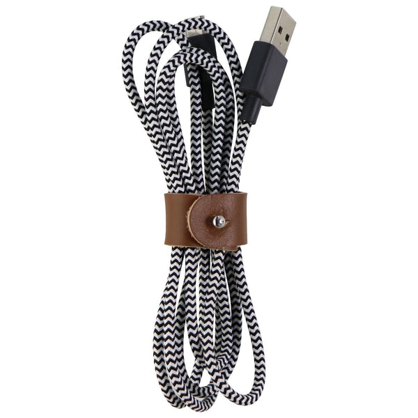 Native Union 4-Foot Micro-USB to USB Braided Cable + Leather Strap - Black/White - Native Union - Simple Cell Shop, Free shipping from Maryland!