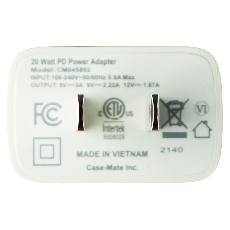 Case-Mate FUEL (20-Watt) Fast Charge (5V/3A) USB-C PD Wall Charger - White
