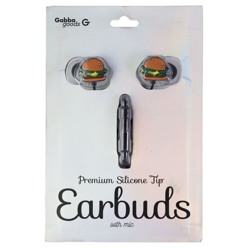 GabbaGoods Premium Silicone Tip Earbud Headphones with Mic - Burger / Black - GabbaGoods - Simple Cell Shop, Free shipping from Maryland!