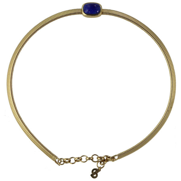 Chr.Doir Gold Choker Necklace with Blue Stone (Approx. 15-inches) - Chr.Doir - Simple Cell Shop, Free shipping from Maryland!