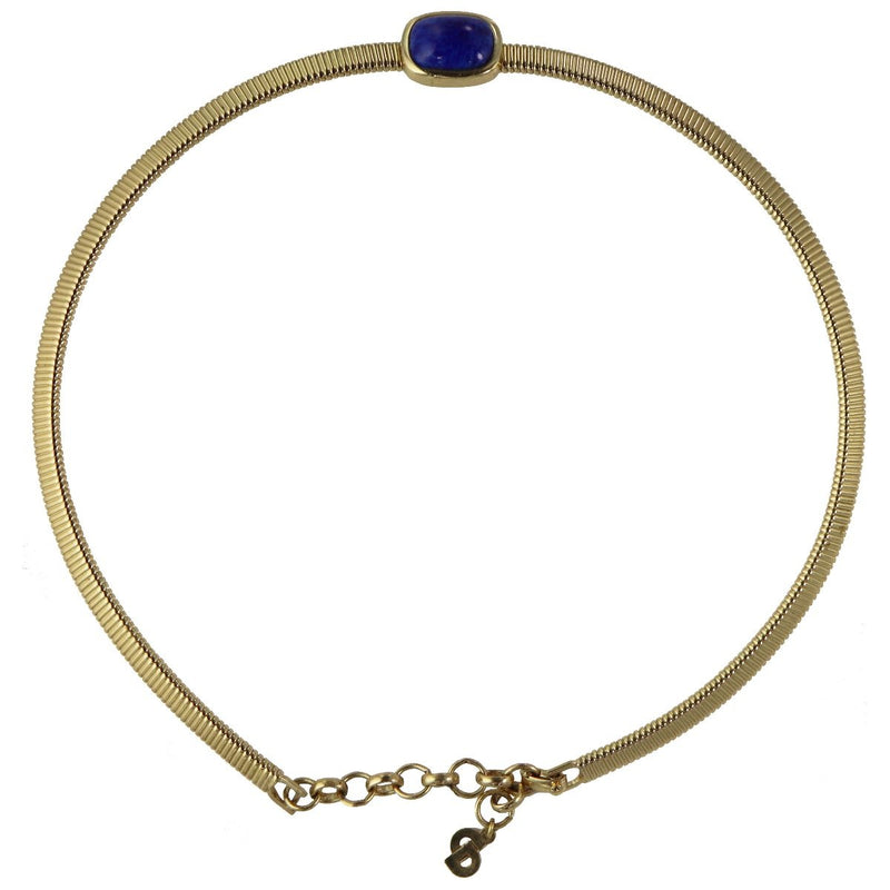 Chr.Doir Gold Choker Necklace with Blue Stone (Approx. 15-inches) - Chr.Doir - Simple Cell Shop, Free shipping from Maryland!