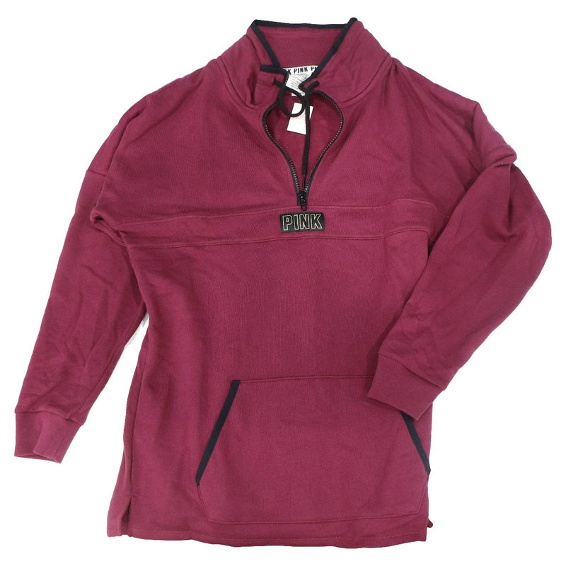 Pink Varsity Quarter Zip Mock Collar Ruby XSmall Oversize NWT - Ruby Maroon Red - Victorias Secret - Simple Cell Shop, Free shipping from Maryland!